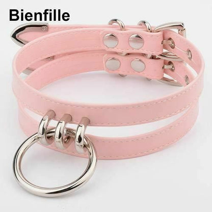 House Of Dasein Double Caged Slave Collar Gothic Silver Gold Metal Choker - Pink With Silver V1257-30368951435402