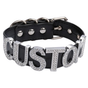 House Of Dasein Silver Rhinestone Customised Collar Personalised Big Letter Gothic Choker Bdsm - Black With V1257-30368968409226