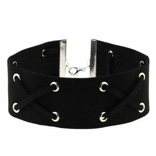 House Of Dasein Suede Collar 15 Colours Harajuku Soft Choker Necklace Bondage Restraints - Black V1257-30369002815626