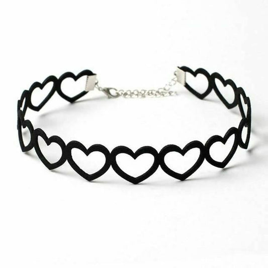 House Of Dasein Bdsm Day Collar Black Hollow Out Or Solid Love Heart Choker Necklace - Black - Hollow V1257-30369054949514