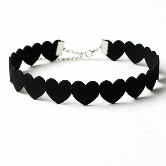 House Of Dasein Bdsm Day Collar Black Hollow Out Or Solid Love Heart Choker Necklace - Black - Solid V1257-30369054982282