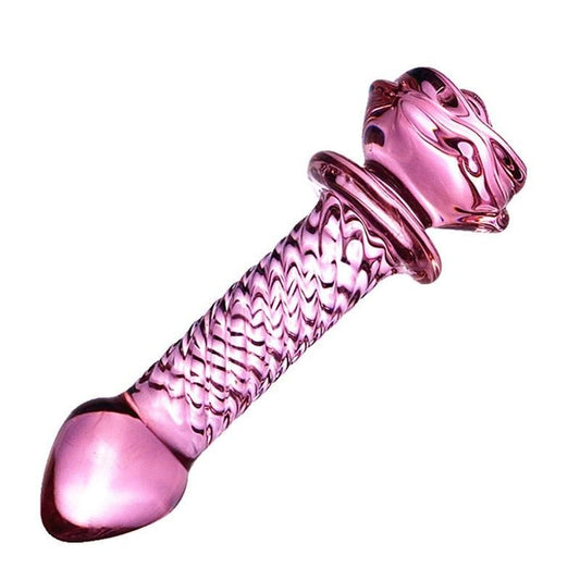 House Of Dasein Pink Rose Smooth Anal Beads Butt Plug Glass Dildo - Rose - 14.5Cm X 3.5Cm V1257-30370361016458