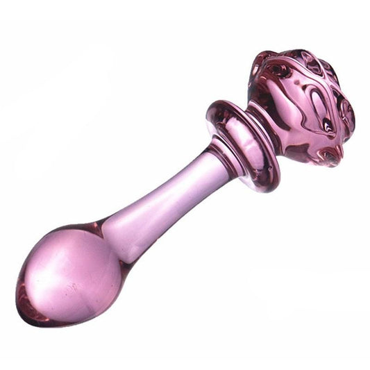 House Of Dasein Pink Rose Smooth Anal Beads Butt Plug Glass Dildo - Rose - 13.7Cm X 3.5Cm V1257-30370361081994
