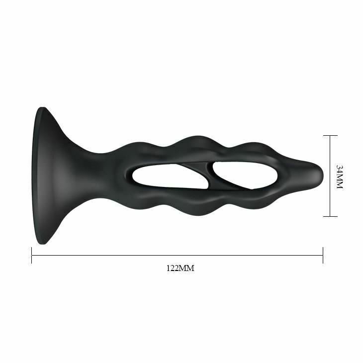 House Of Dasein Black Silicone Butt Suction Cup Anal Plug Expander Prostate Massager - Black V1257-30370404466826