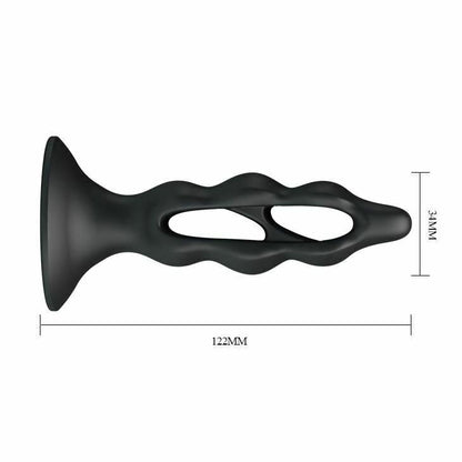 House Of Dasein Black Silicone Butt Suction Cup Anal Plug Expander Prostate Massager - Black V1257-30370404466826