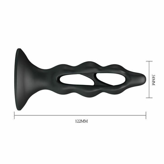 House Of Dasein Black Silicone Butt Suction Cup Anal Plug Expander Prostate Massager - Black V1257-30370404466826