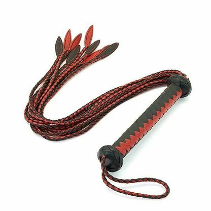 House Of Dasein 75Cm Braided Leather Flogger Bdsm Spanking Bondage - Black Red V1257-30371015131274