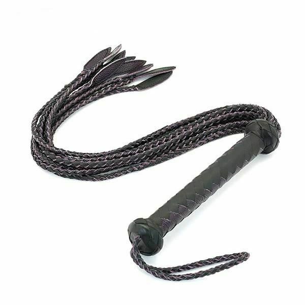 House Of Dasein 75Cm Braided Leather Flogger Bdsm Spanking Bondage - Black Purple V1257-30371015229578