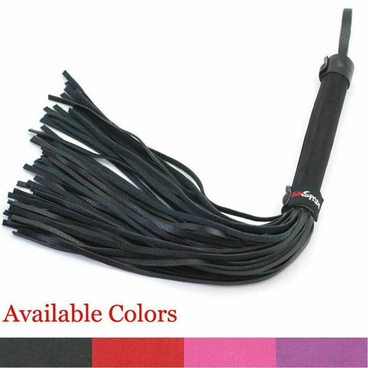 House Of Dasein Satin And Faux Leather Flogger Bdsm Spanking Impact Play Fetish - Black V1257-30371015393418