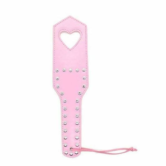 House Of Dasein Leather Studded Spanking Paddle Heart Shaped Slave Whip Bdsm Fetish - Pink - One Heart V1257-30371091251338