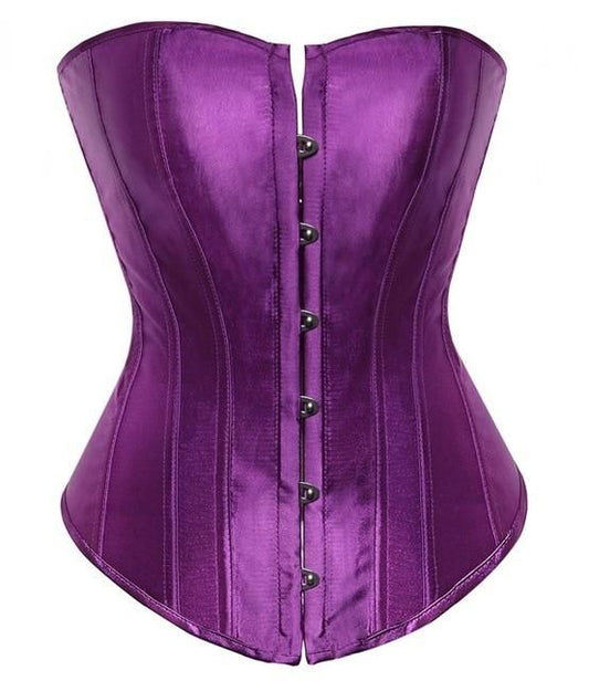 House Of Dasein Satin Over Bust Corset Lace Up Back Pink Purple Blue Gold Red Erotic Lingerie - Purple - Xl V1257-30469026873482
