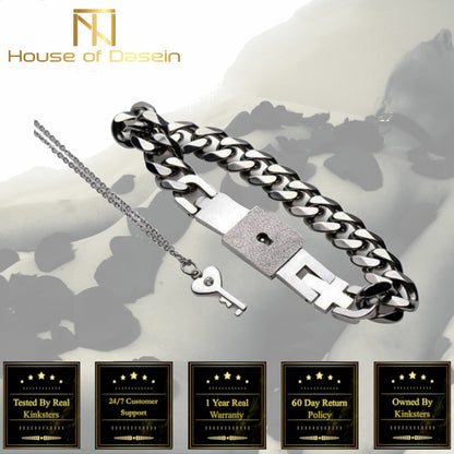 House Of Dasein Chain Locking Bracelet And Key Necklace Lockable Wrist Bondage Bdsm V1257-30577233887370