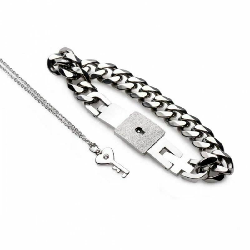 House Of Dasein Chain Locking Bracelet And Key Necklace Lockable Wrist Bondage Bdsm V1257-30577233887370