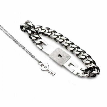 House Of Dasein Chain Locking Bracelet And Key Necklace Lockable Wrist Bondage Bdsm V1257-30577233887370