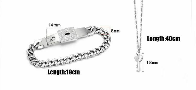 House Of Dasein Chain Locking Bracelet And Key Necklace Lockable Wrist Bondage Bdsm V1257-30577233887370