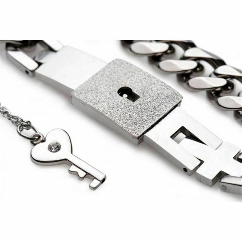 House Of Dasein Chain Locking Bracelet And Key Necklace Lockable Wrist Bondage Bdsm V1257-30577233887370