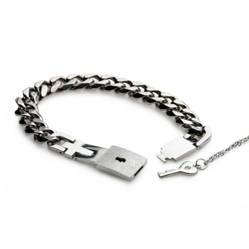 House Of Dasein Chain Locking Bracelet And Key Necklace Lockable Wrist Bondage Bdsm V1257-30577233887370