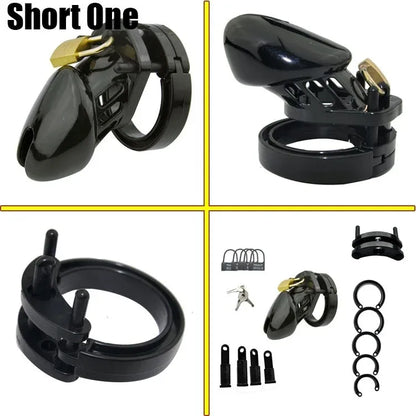 House Of Dasein Plastic Male Chastity Locking Cock Cage Bondage Kink Fetish Restraints - Black - Short V1257-30581498577034