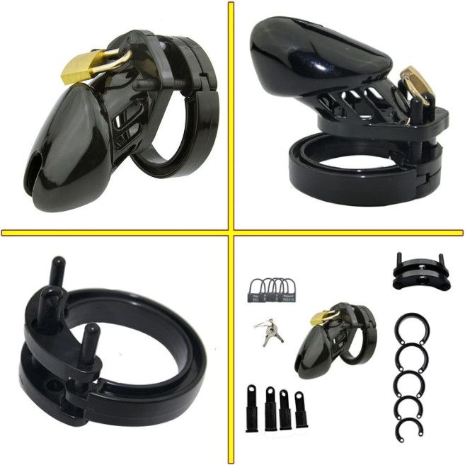 House Of Dasein Plastic Male Chastity Locking Cock Cage Bondage Kink Fetish Restraints - Black - Short V1257-30581498577034