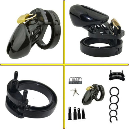 House Of Dasein Plastic Male Chastity Locking Cock Cage Bondage Kink Fetish Restraints - Black - Short V1257-30581498577034