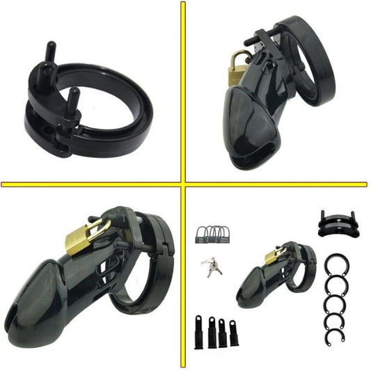House Of Dasein Plastic Male Chastity Locking Cock Cage Bondage Kink Fetish Restraints - Black - Long V1257-30581498609802