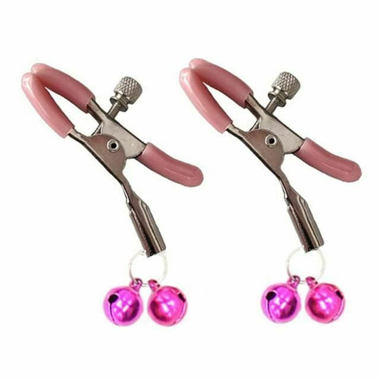 House Of Dasein Pink Double Bells Nipple Clamps Bondage Restraints Bdsm Kink Fetish - Pink V1257-30583121248394