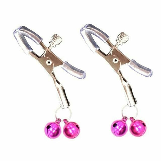 House Of Dasein Pink Double Bells Nipple Clamps Bondage Restraints Bdsm Kink Fetish - Clear V1257-30583121379466