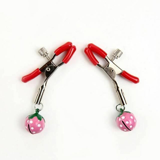 House Of Dasein Cute Red Strawberry Bells Nipple Clamps Breast Clips Bdsm Kink - Pink V1257-30583196942474