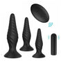 House Of Dasein Black Silicone Butt Plug Set Wireless Vibrator Anal Training Bdsm - Style 2 - Ridged V1257-30807345594506