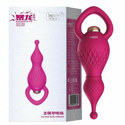 House Of Dasein Vibrator Silicone Vibrating Soft Anal Beads With Handle Butt Plug - Pink V1257-30807345692810