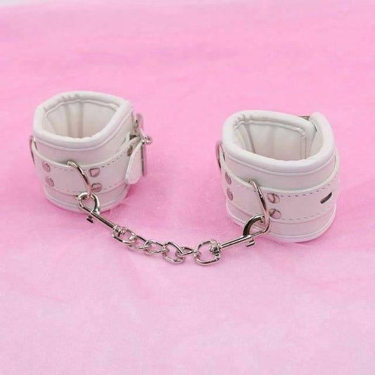 House Of Dasein White Padded Collar Cuffs Ankle Wrist Leash Bondage Kink Bdsm Kit - White - Anklecuffs V1257-30914578677898