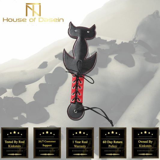 House Of Dasein Bdsm Novelty Spanking Cat Paddle Lace Up Handle Kitten Kink Fetish - Red V1257-31020161007754