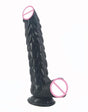 House Of Dasein Long Silicone With Suction Cup Fish Scale Texture Anal Dildo Dong - Black V1257-31020869386378