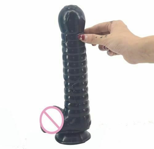 House Of Dasein Textured Silicone Cock And Balls Dong Big Penis Anal Dildo Suction Cup Masturbation - Black V1257-31020869451914