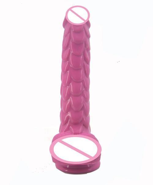 House Of Dasein Long Silicone With Suction Cup Fish Scale Texture Anal Dildo Dong - Pink V1257-31020869517450