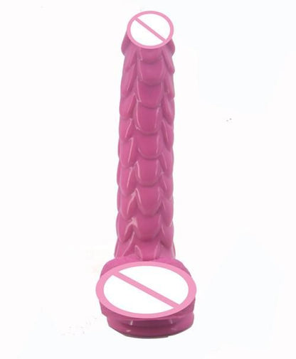 House Of Dasein Long Silicone With Suction Cup Fish Scale Texture Anal Dildo Dong - Pink V1257-31020869517450