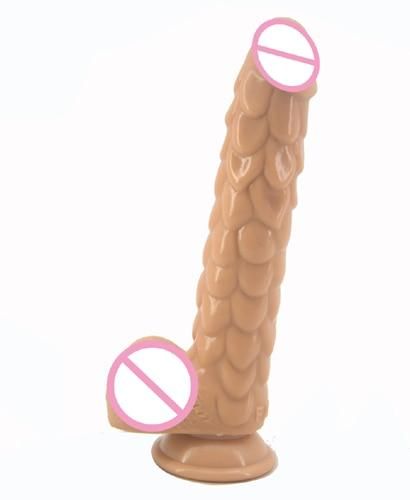 House Of Dasein Long Silicone With Suction Cup Fish Scale Texture Anal Dildo Dong - Flesh V1257-31020869681290
