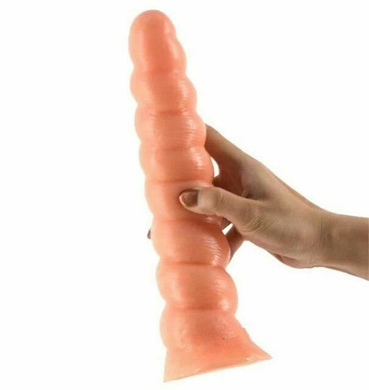 House Of Dasein Thick Spiral Big Dildo Long Anal Plug Dong Suction Cup Masturbation Large - Flesh V1257-31020869779594