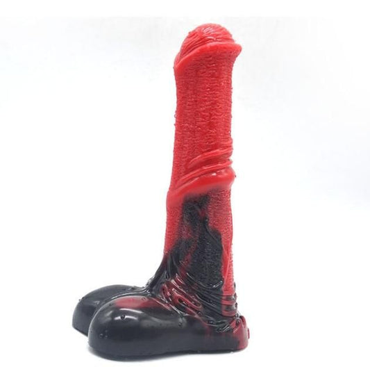 House Of Dasein Animal Horse Big Dong Silicone Cock And Balls Dildo Penis Large - Red Black V1257-31020869943434