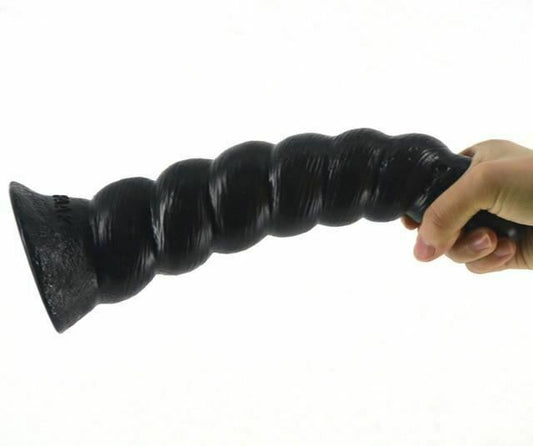 House Of Dasein Thick Spiral Big Dildo Long Anal Plug Dong Suction Cup Masturbation Large - Black V1257-31020870107274