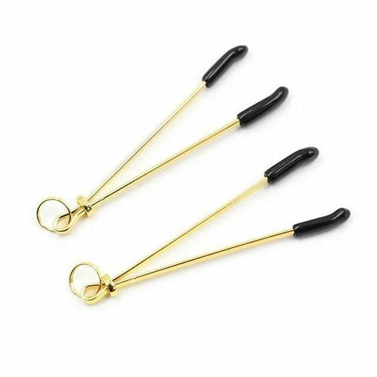 House Of Dasein Metal Double Bell Nipple Clamps Clitoris Clips Bdsm Bondage Restraints Kink - Gold - Tweezer V1257-31020893110410