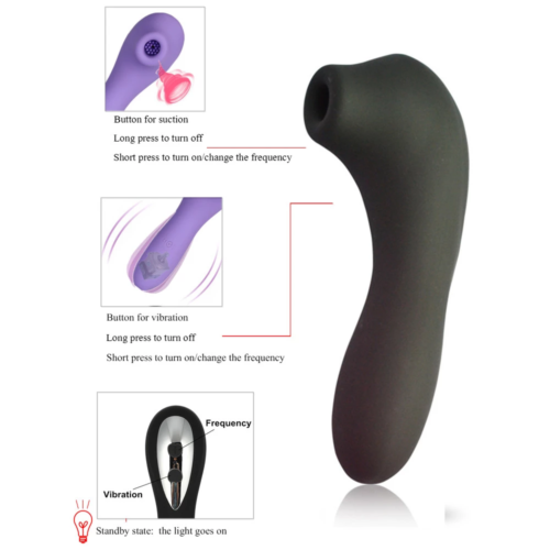 House Of Dasein Clitoral Suction 12 Speed Double Sucking Vibrator Bdsm - Black V1257-31021741867146