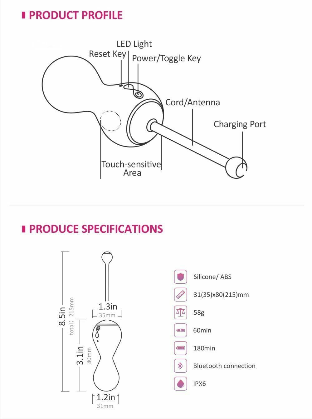 House Of Dasein Magic Motion Bluetooth Control Kegel Balls Vibrator Vagina Tightening Training - Blue V1257-31188848050314