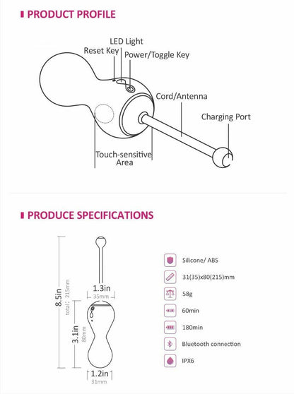 House Of Dasein Magic Motion Bluetooth Control Kegel Balls Vibrator Vagina Tightening Training - Blue V1257-31188848050314