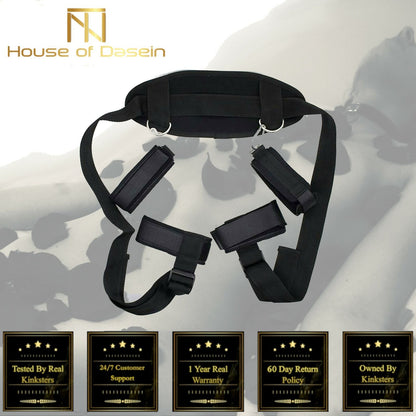 House Of Dasein Bdsm Full Restraints Set Bondage Slave Straps Wrist Ankle Cuffs Kit - Black V1257-31189324169354