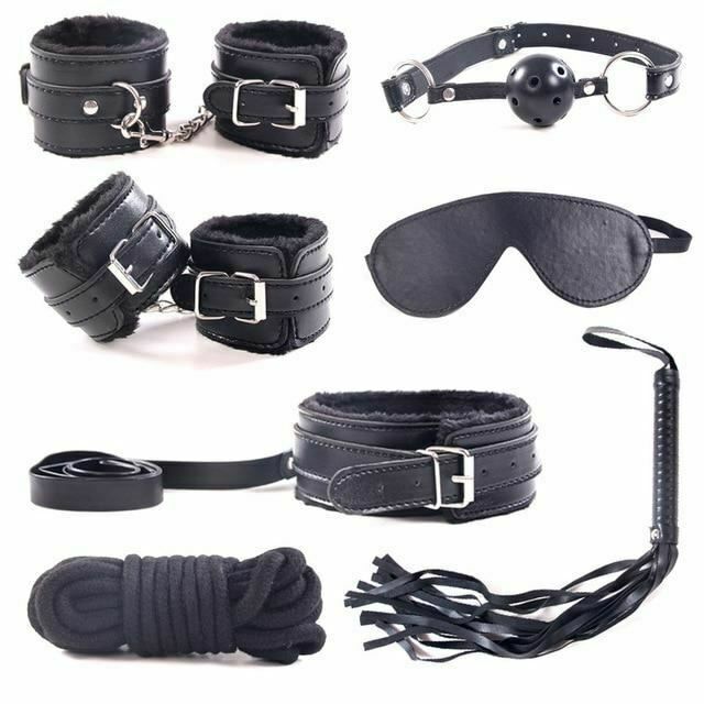 House Of Dasein Bondage Starter Kit Blindfold Gag Flogger Restraints - Black V1257-31194043613322