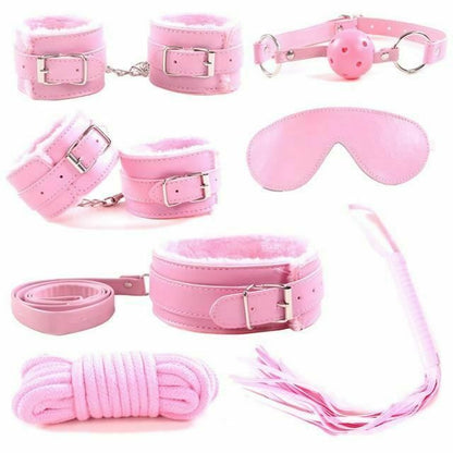 House Of Dasein Bondage Starter Kit Blindfold Gag Flogger Restraints - Pink V1257-31194043646090