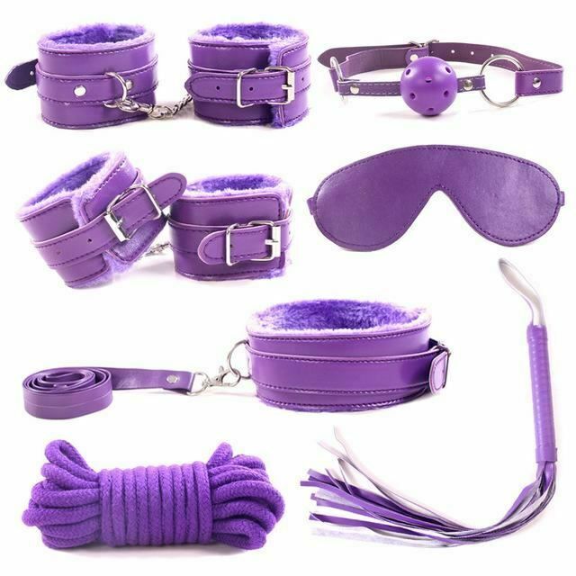 House Of Dasein Bondage Starter Kit Blindfold Gag Flogger Restraints - Purple V1257-31194043678858