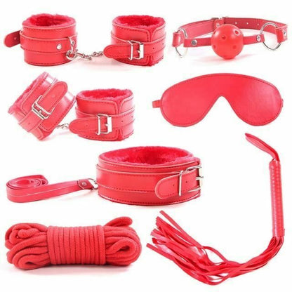 House Of Dasein Bondage Starter Kit Blindfold Gag Flogger Restraints - Red V1257-31194043711626