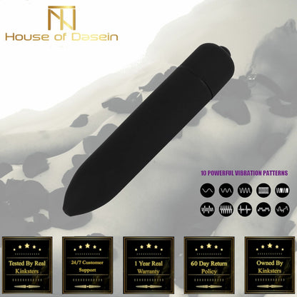 House Of Dasein Powerful Frequency Black Mini Vibrator Clitoris G Spot Stimulator - Black V1257-31195410825354